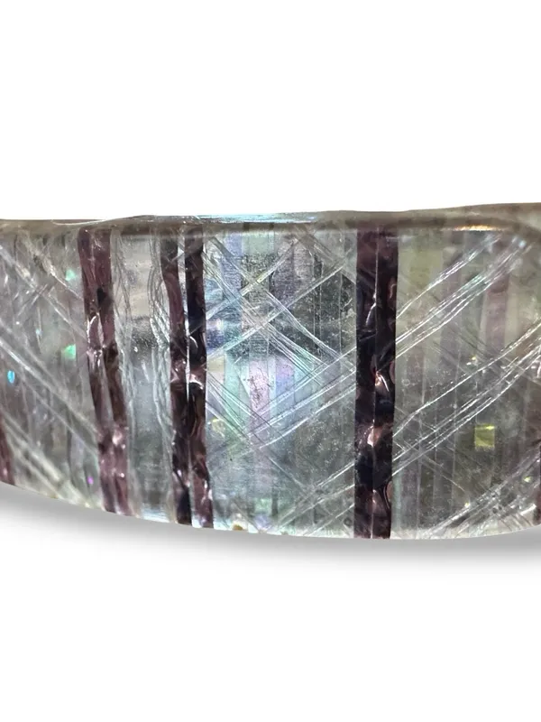 Unique Vintage Iridescent Clear and Lavender Lucite Bangle/Cuff Bracelet - Image 3