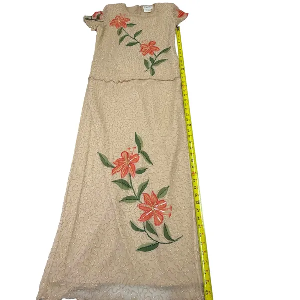 Chadwick's Vintage 100% Silk Two-Piece Beaded Floral Maxi Dress Set - Image 6