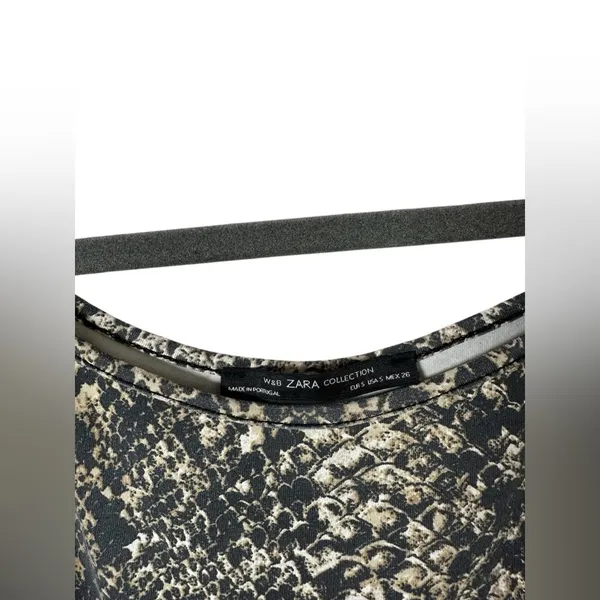 Zara Collection Snake Print Cami Top‎ Spaghetii Strap Black Gold Tan Size S - Image 5