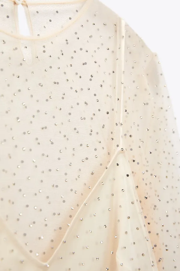 Zara NWT Gold Rhinestone Mini Dress - Image 10