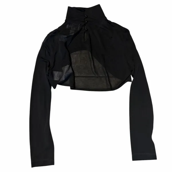 Joseph Ribkoff Black Sheer Cropped Long Sleeve Top | Size 8 - Image 4