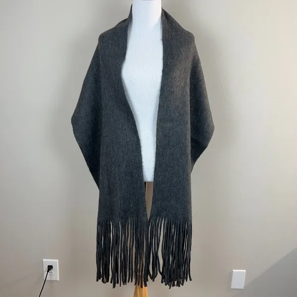 Lucky Brand Heather Dark Grey Brushed Knit‎ Fringe Long Scarf Soft Wrap New NWT - Image 6