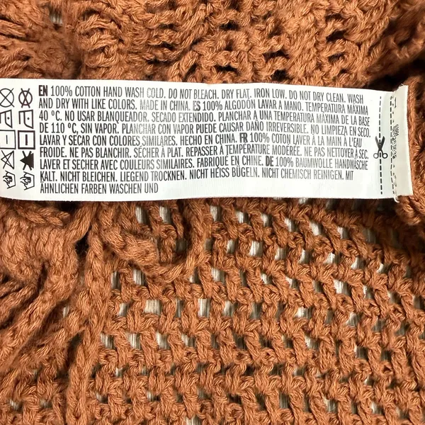 Forever 21 Retro Crochet Knit Bell Sleeves Crop Top 100% Cotton Size Small Brown - Image 8