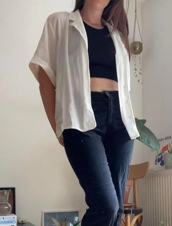 Vintage 1980s white short sleeve cotton button down 🤍 - Image 4