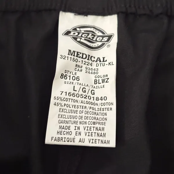 NWT Dickies EDS Scrub Pants Women's Size L Black - Image 4