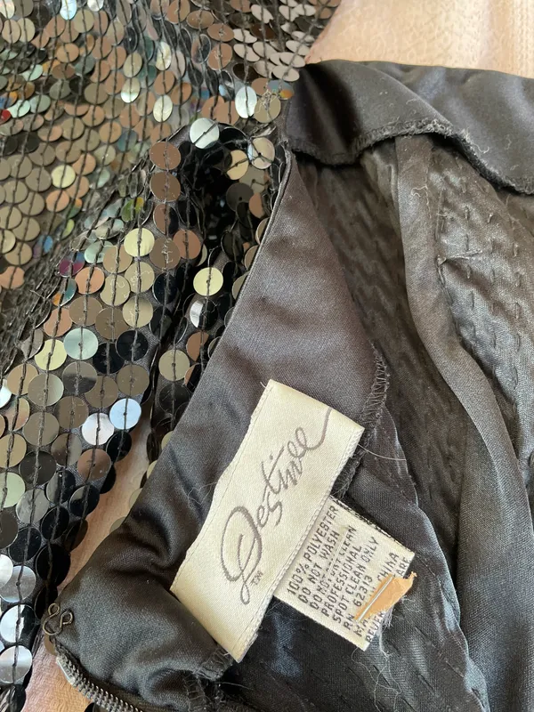 80 Vintage Sequin Dress Black Size 8 - Image 5