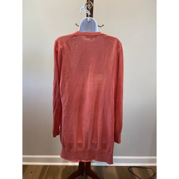 Loft Size M 100% Linen Long Cardigan Neutral Clay Orange - Image 2