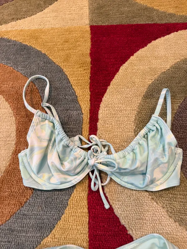 Hollister Co. Two Piece Bikini Set Swim Underwire Pastel Marble Print Swirl S - Image 3