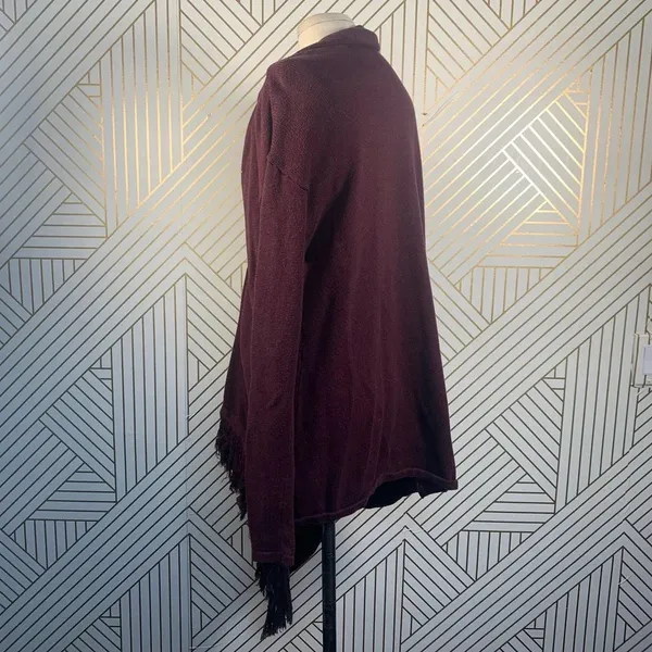 CAbi Port Wine‎ Fringe Wrap Cardigan Sweater - Image 9