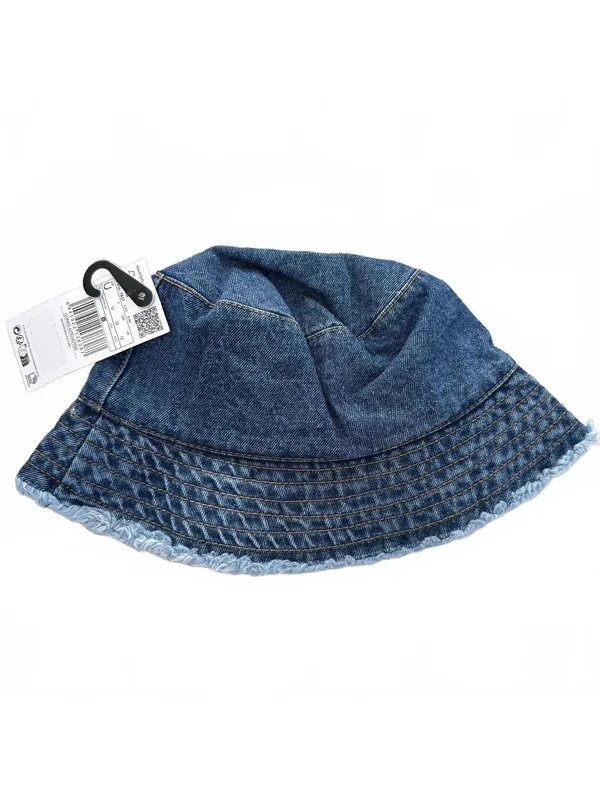Mango Cotton Frayed Denim Bucket Hat NWT Blue - Image 4