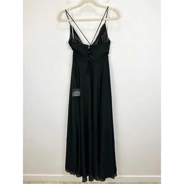 Lulus Romantically Speaking Black Cowl Lace-Up Maxi Dress Formal Small NWT - Image 6