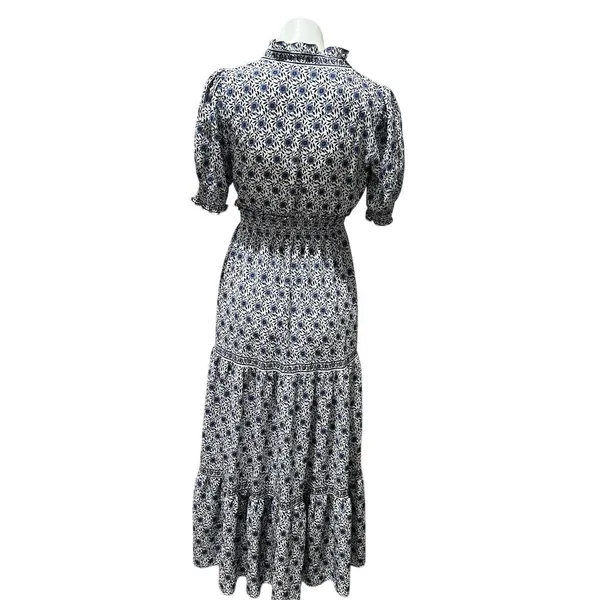 Max Studio Women's XS Blue Floral Maxi Dress Boho Chic 3/4 Sleeve - Image 2