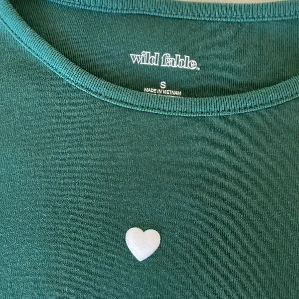 Deep Green Wild Fable Tee with White Heart - Image 2