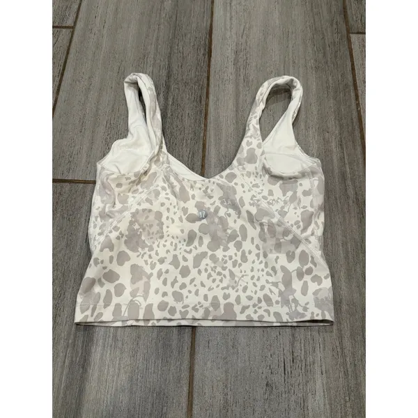 Lululemon Align Tank Top Womens Size 2 Antique White Cheetah Camo Padded Sporty - Image 3
