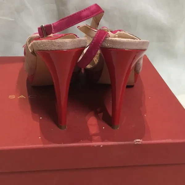 Sasha London Joyce Red Combo Shoes Pink Size 8.5 - Image 3
