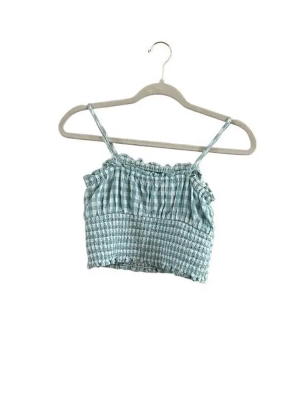 American Eagle Outfitters Mint Gingham Smocked Crop Top - Image 7