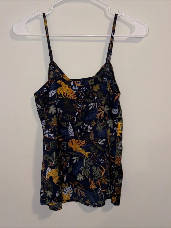 J. Crew Navy Floral & Leopard Print Tank Top - Image 2