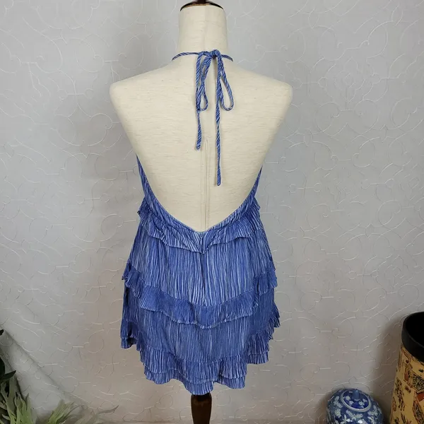 Lulus Womens‎ Downright Darling Dress Medium Blue Halter Open Back Mini Rodeo - Image 9