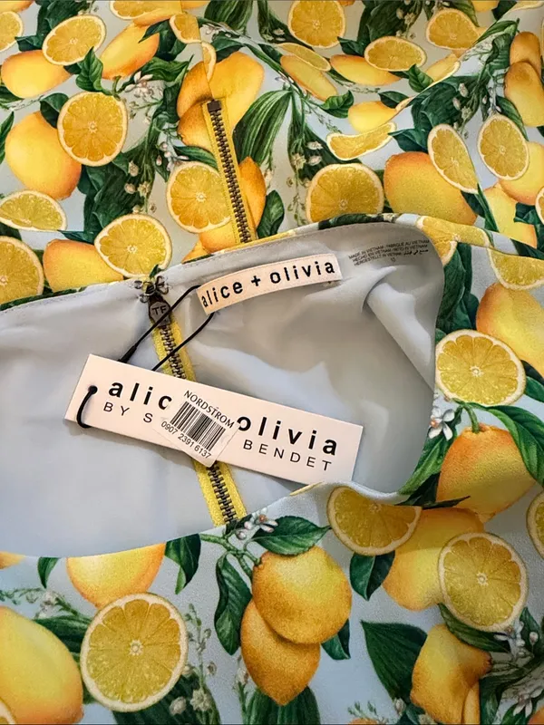 Alice + Olivia Clyde Lemon Print A-Line Shift Dress NWT Size 10 - Image 9