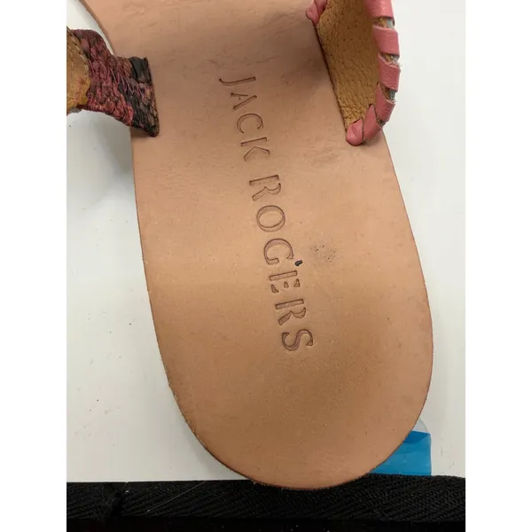 Jack Rogers Lauren Snake Embossed Sandals Women 8 Pink Snakeskin Leather Slip On - Image 10