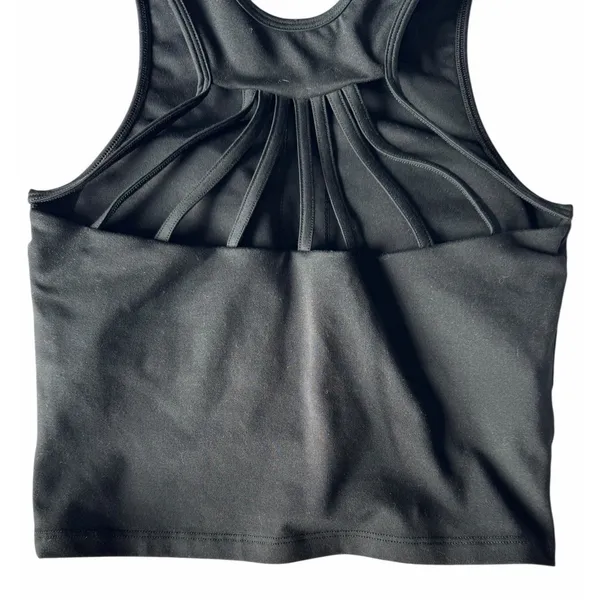 Bombshell Sportswear Strappy Back Crop Tank Top Black Women's Size Medium - Image 6