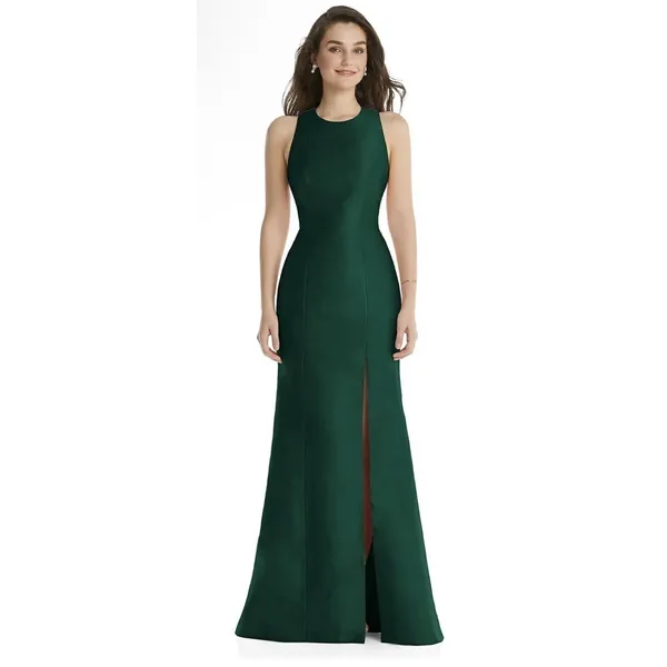 Alfred Sung D824 Hunter Green Jewel Neck Open Back Bow Gown Size 16 R $248 - Image 3