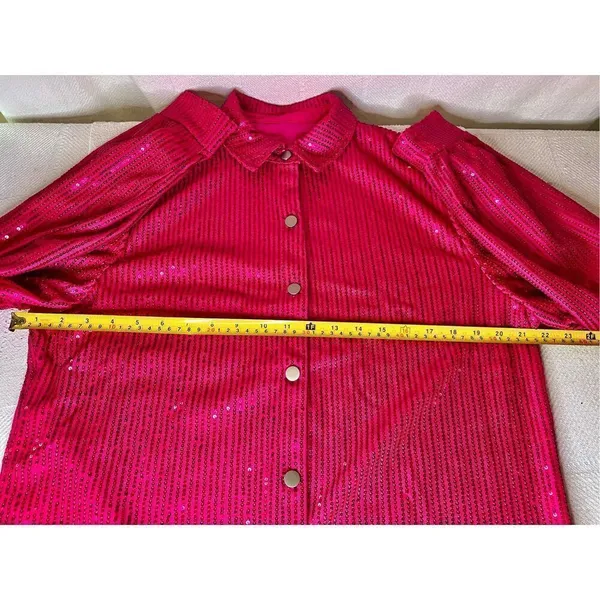 Swiftie Era’s Tour Inspo Jacket! Hot Pink Sequined Jacket Size Medium! - Image 4