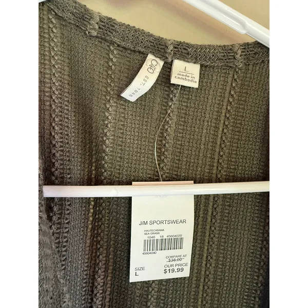Cato‎ Womens Sea Grass Green Knit Fringe Longline Vest Cardigan Large NWT - Image 2