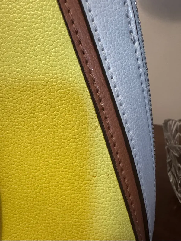 kate spade Yellow Leather Satchel with White Trim and Tan Handles - Image 2