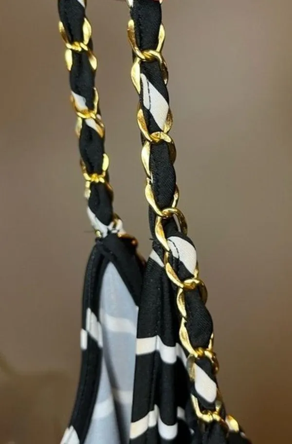 MSK Black/White/Red Striped Chained Neckline Jersey Shift Dress Size Large NWT - Image 7