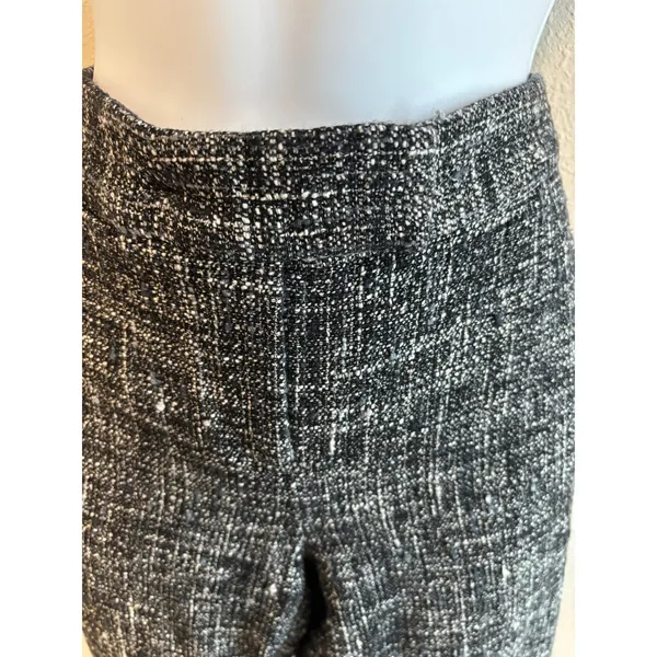 Theory Tweed Trousers Women 6 Black White Straight Leg‎ Professional Dress Pants - Image 9