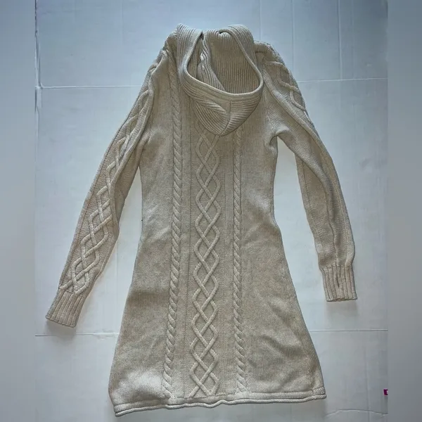 Athleta Hooded Cable Knit Sweater Dress with Zippered Pocket Women’s Size S/M - Image 11