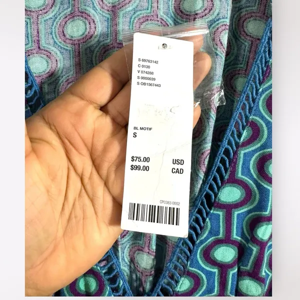 NWT Urban Outfitters Mini Dress Small Petite Blue Retro 70s‎ Funky Summer Party - Image 7