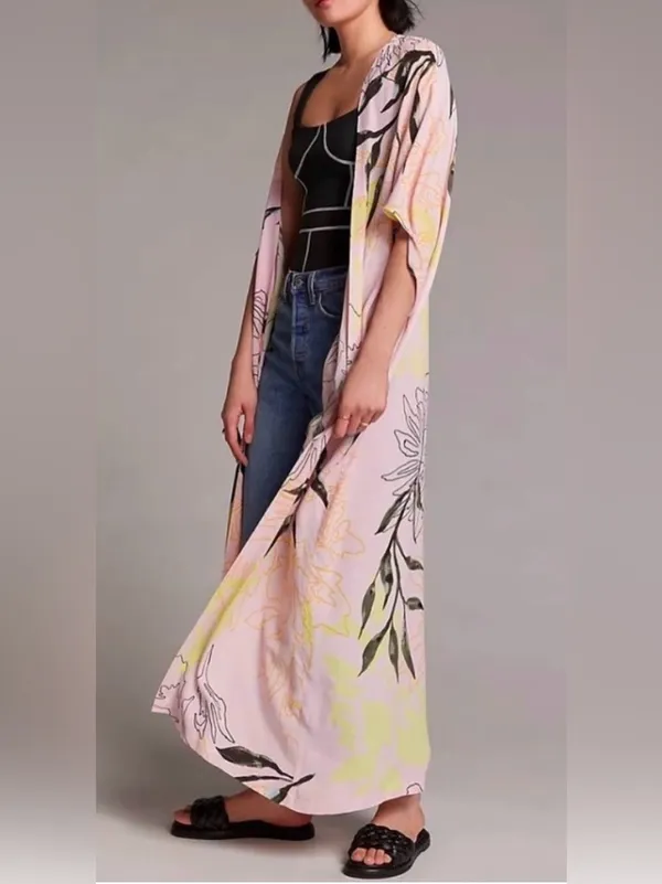 EUC Anthropologie Bel Kazan Kimono Floral Tropical Beach Cover Up OS Ret $138 - Image 2