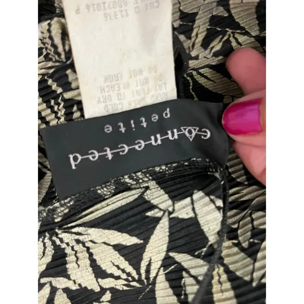 Vintage Botanical Leaf Print Tie Waist Dress Cap Sleeve Cottagecore Summer 8P - Image 5