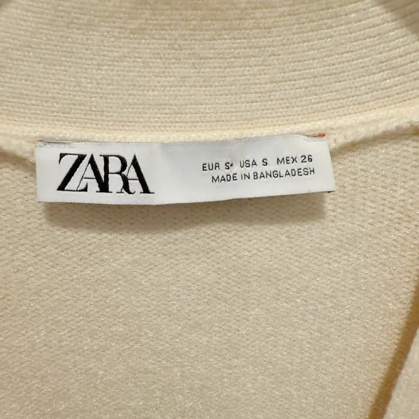 ZARA Stripe Cardigan Sweater in Ivory and Black‎ Stripes button front - Image 4