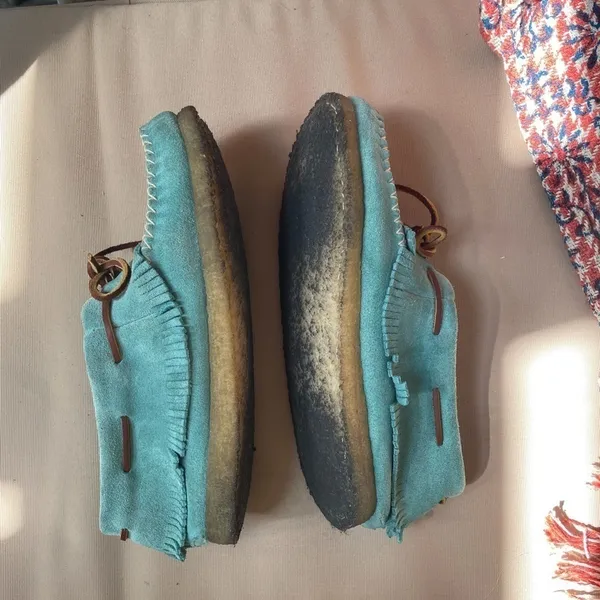 Eastland Casio Fringe Moccasin‎ Booties Blue 7.5 - Image 3