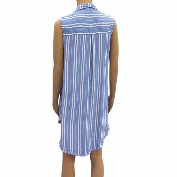 Staccato Blue Striped Sleeveless Button Up Tunic Top Blouse Womens Large - Image 3