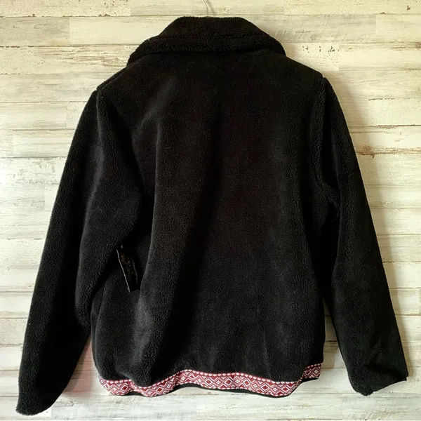 NWT Wrangler Black Sherpa Embroidered Zip Jacket Large - Image 2