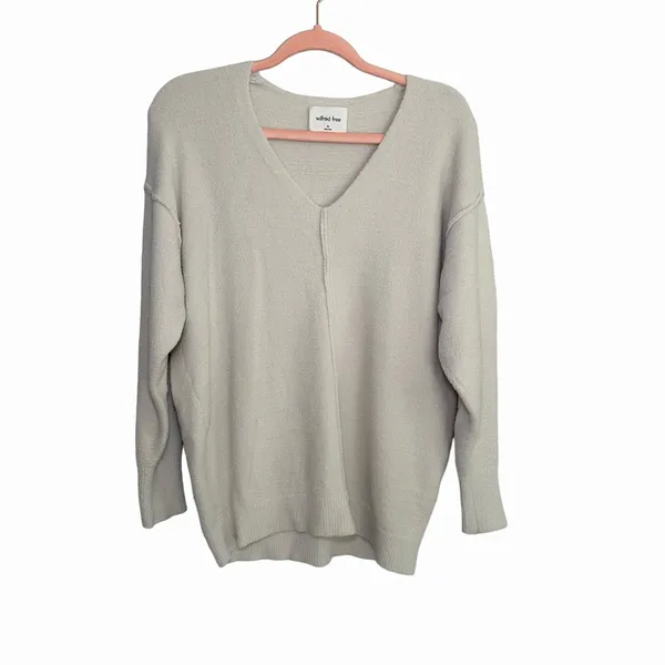 Aritzia Wilfred Merian Hush Knit V-Neck Sweater In Cream XS Classic Neutral - Image 4