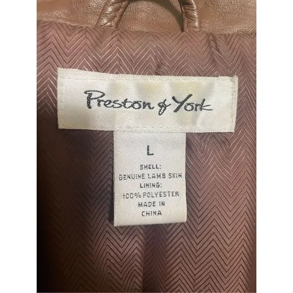 Preston & York Women’s Lambskin Leather Jacket Brown Size L - Image 9