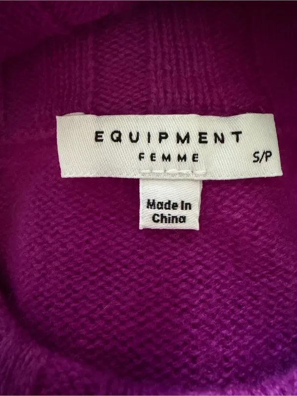 Equipment 100% Cashmere Mock Neck Sweater Pink Size Small Luxury Colorful Cutout - Image 4