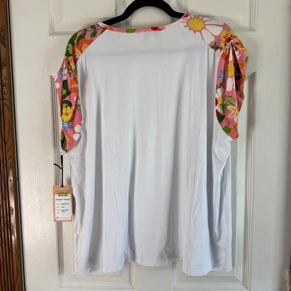 Unique Vintage Looney Tunes Bugs Bunny Floral‎ Graphic Tee Shirt 1X/16 - Image 6