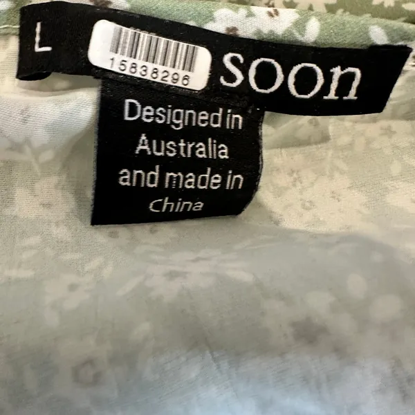 Soon Green Calico Babydoll Maternity Dress LARGE Cottage Prairie Designer $180 - Image 10
