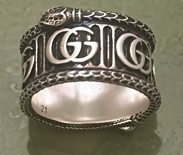 Silver Marmont Snake Ring with Double G AG925 - Image 2