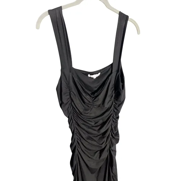 Reformation Suvi Knit Midi‎ Dress Size Large Black Ruched Jersey - Image 5