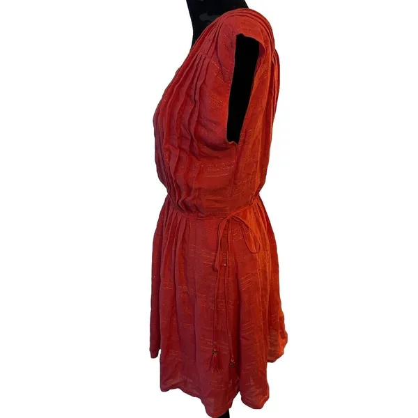 Chelsea & Violet Dress Boho Tassels Sequin ShortSleeve Vneck India Spice Med.NEW - Image 3