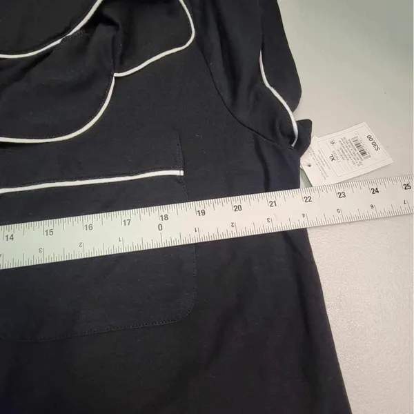 Auden Women's Black Pajama Top‎ with White Trim - Image 4