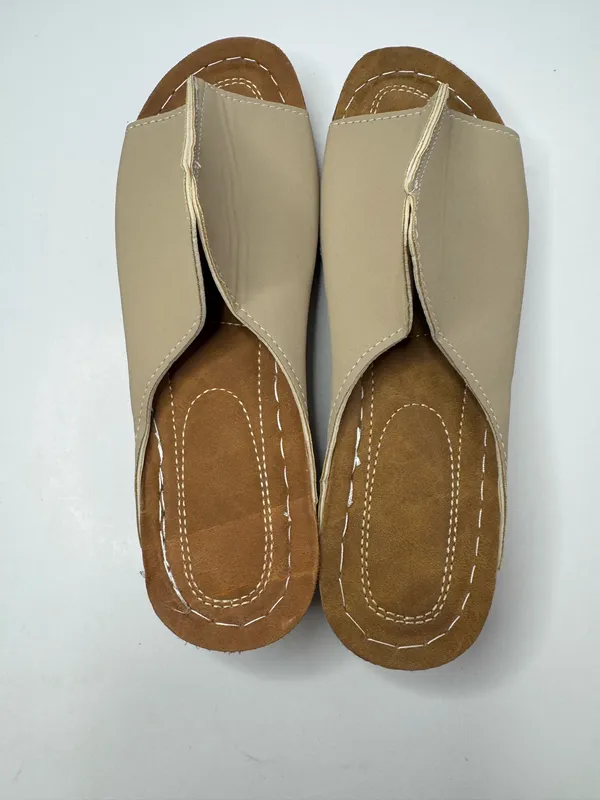 Unbranded Taupe Vegan Leather Slide Sandals Women's Size EU41 - Image 3
