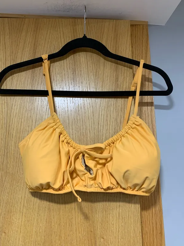 Set of 2 Old Navy Black Ruched Tie-Front Bikini Top Black and Orange - Size M - Image 5